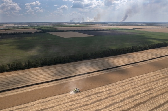 صورة من الجو لمزارع حبوب في أوكرانيا